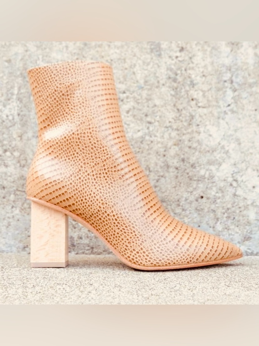 Freda Salvador Fia pointy boot block heel in wheat. Size 9. Dust bag included!